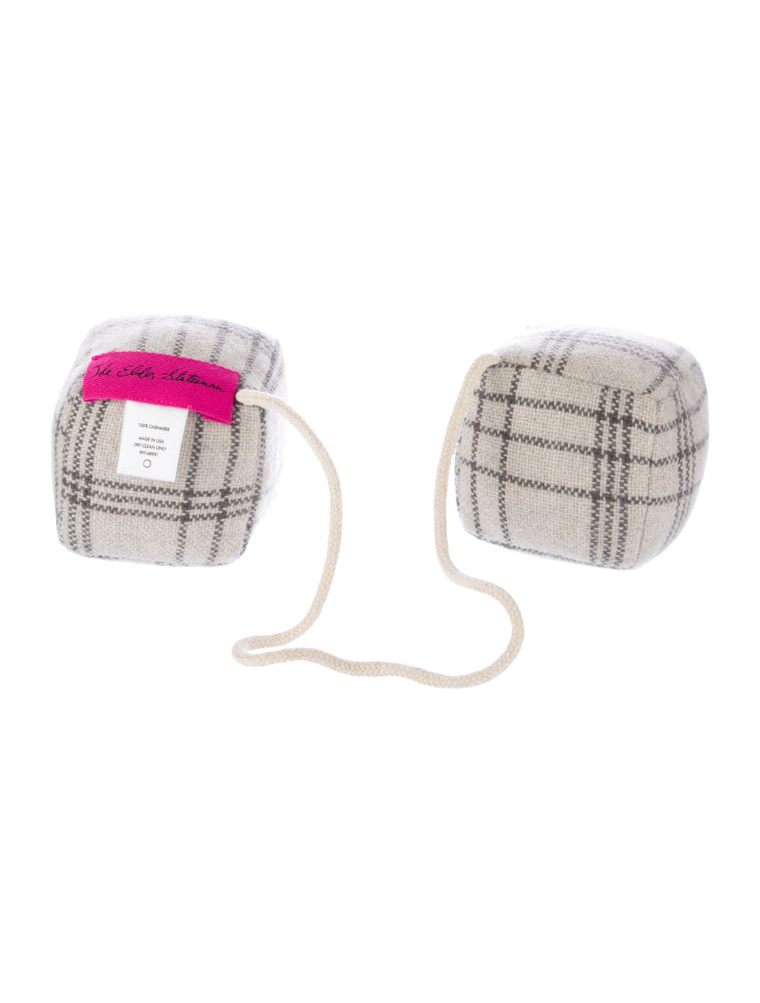 The Elder Statesman Plaid Cashmere Hanging Dice