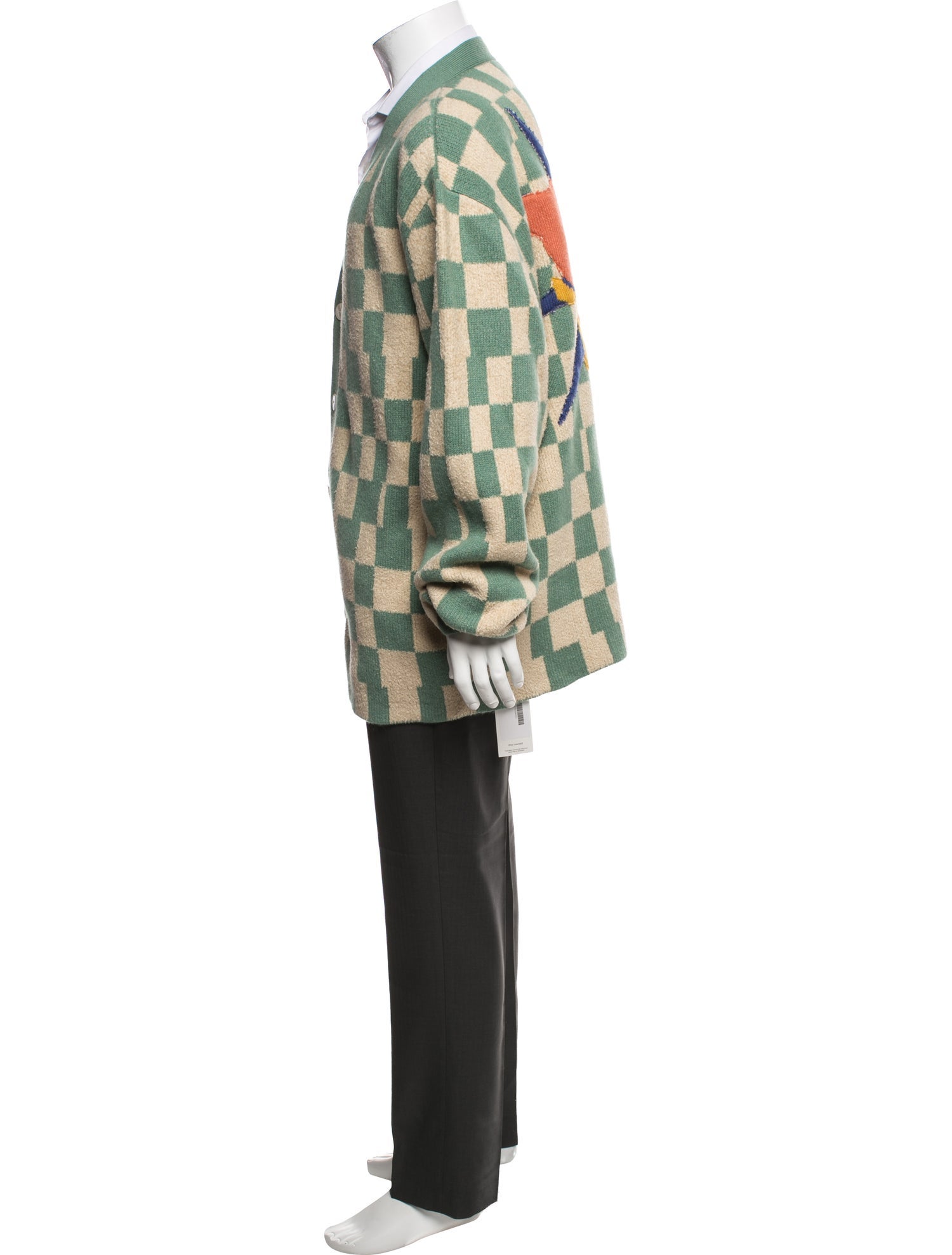 The Elder Statesman Plaid Print V-Neck Cardigan w/ Tags