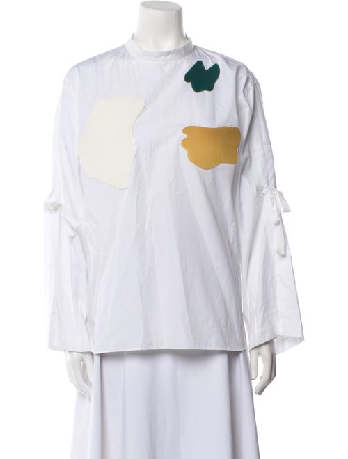 Toga Archives Graphic Print Mock Neck Button-Up Top