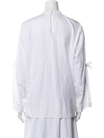 Toga Archives Graphic Print Mock Neck Button-Up Top