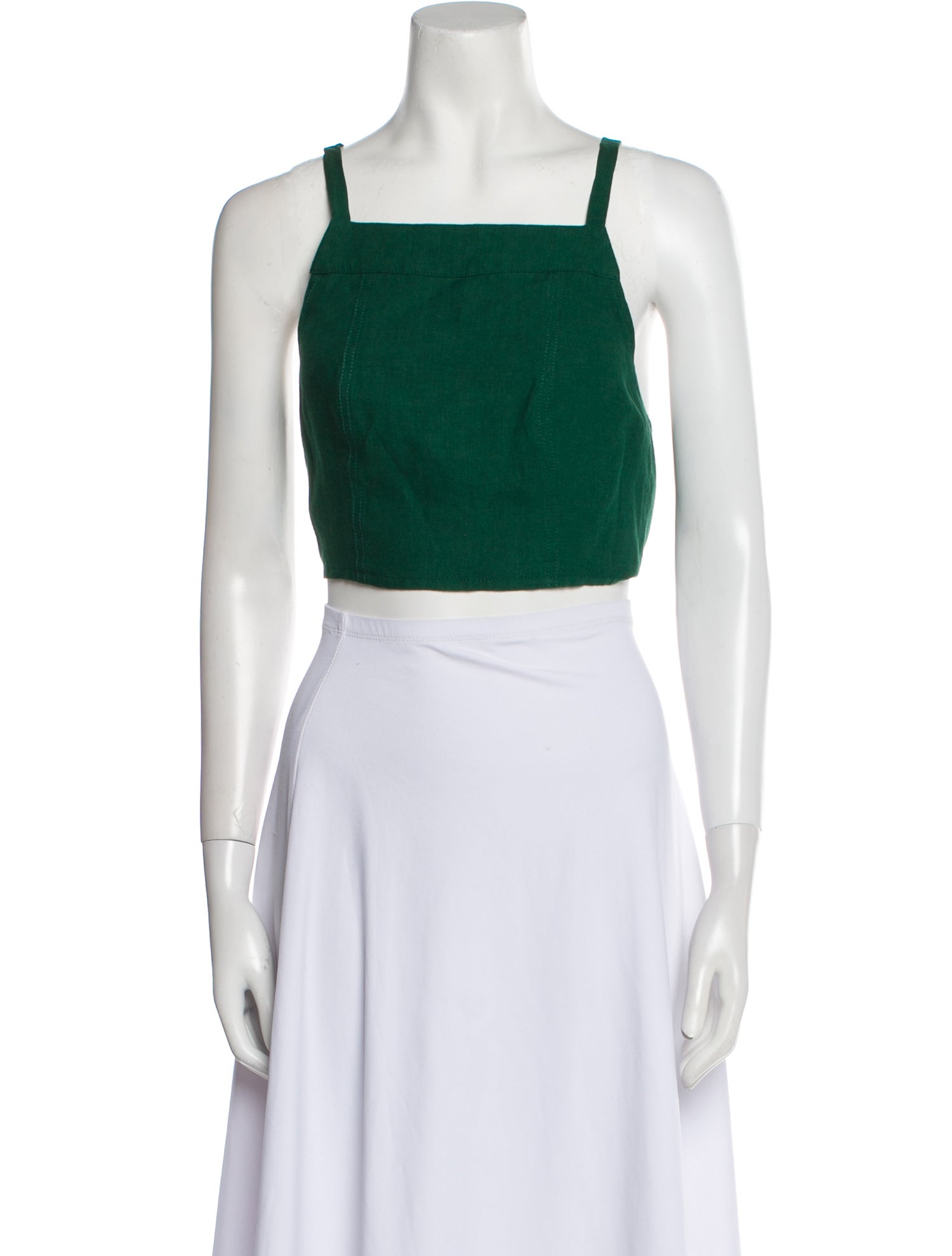 Three Graces Linen Square Neckline Crop Top