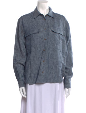 Three Graces Linen Long Sleeve Button-Up Top