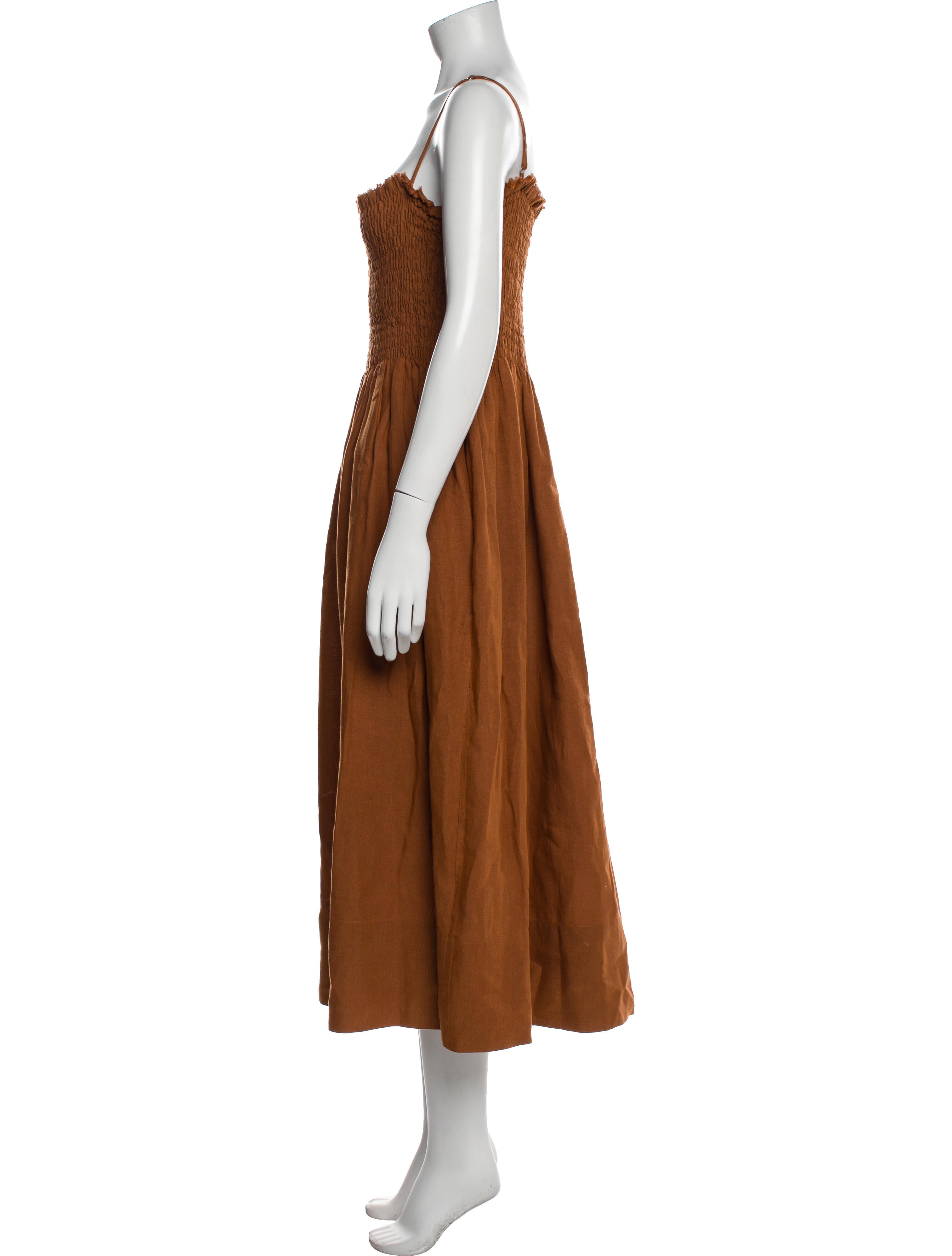 Three Graces Linen Midi Length Dress