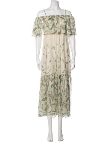 Pre-owned Three Graces London Three Graces Silk Long Dress In Neutrals