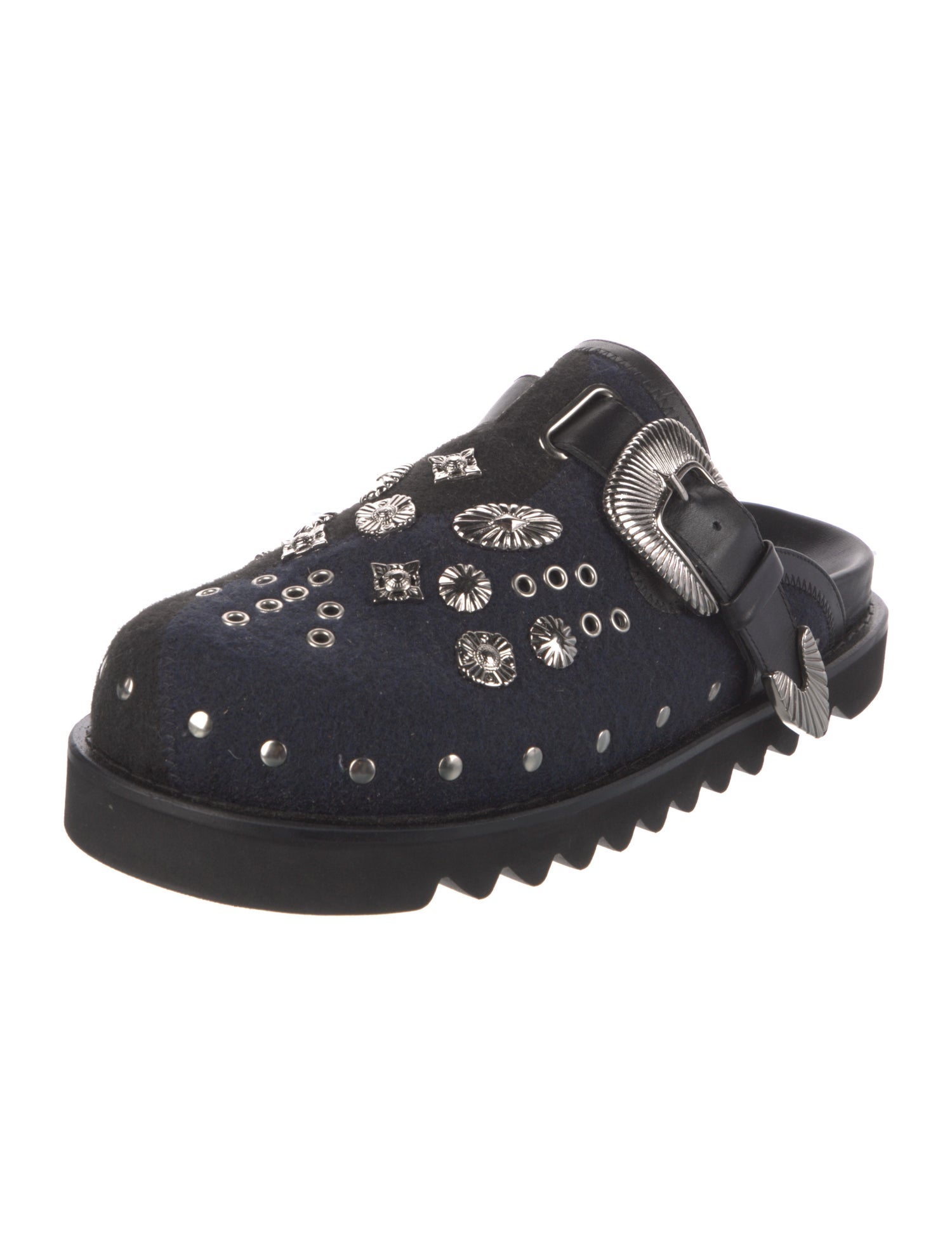 Toga Virilis Leather Studded Accents Slippers