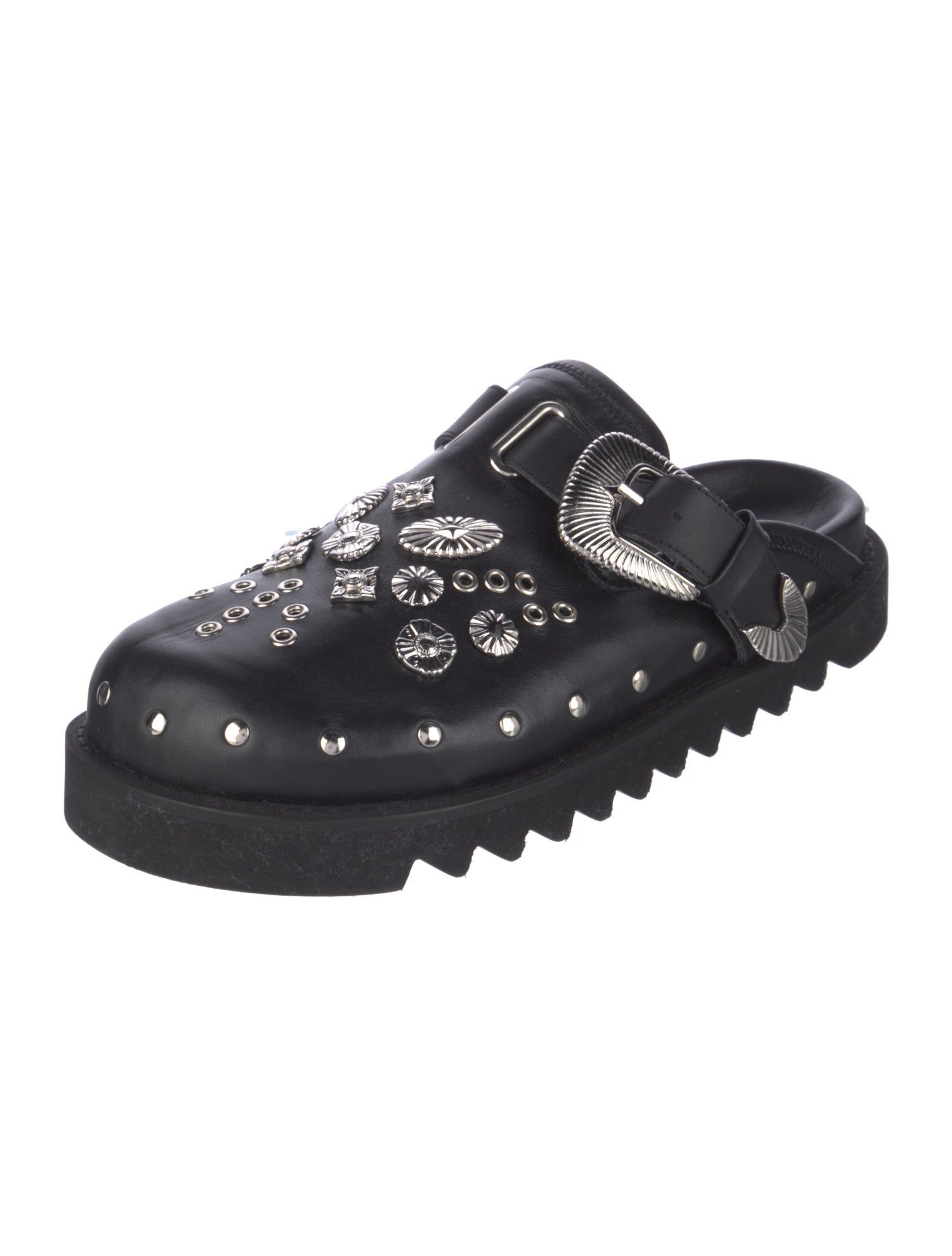 Toga Virilis Leather Studded Accents Slippers