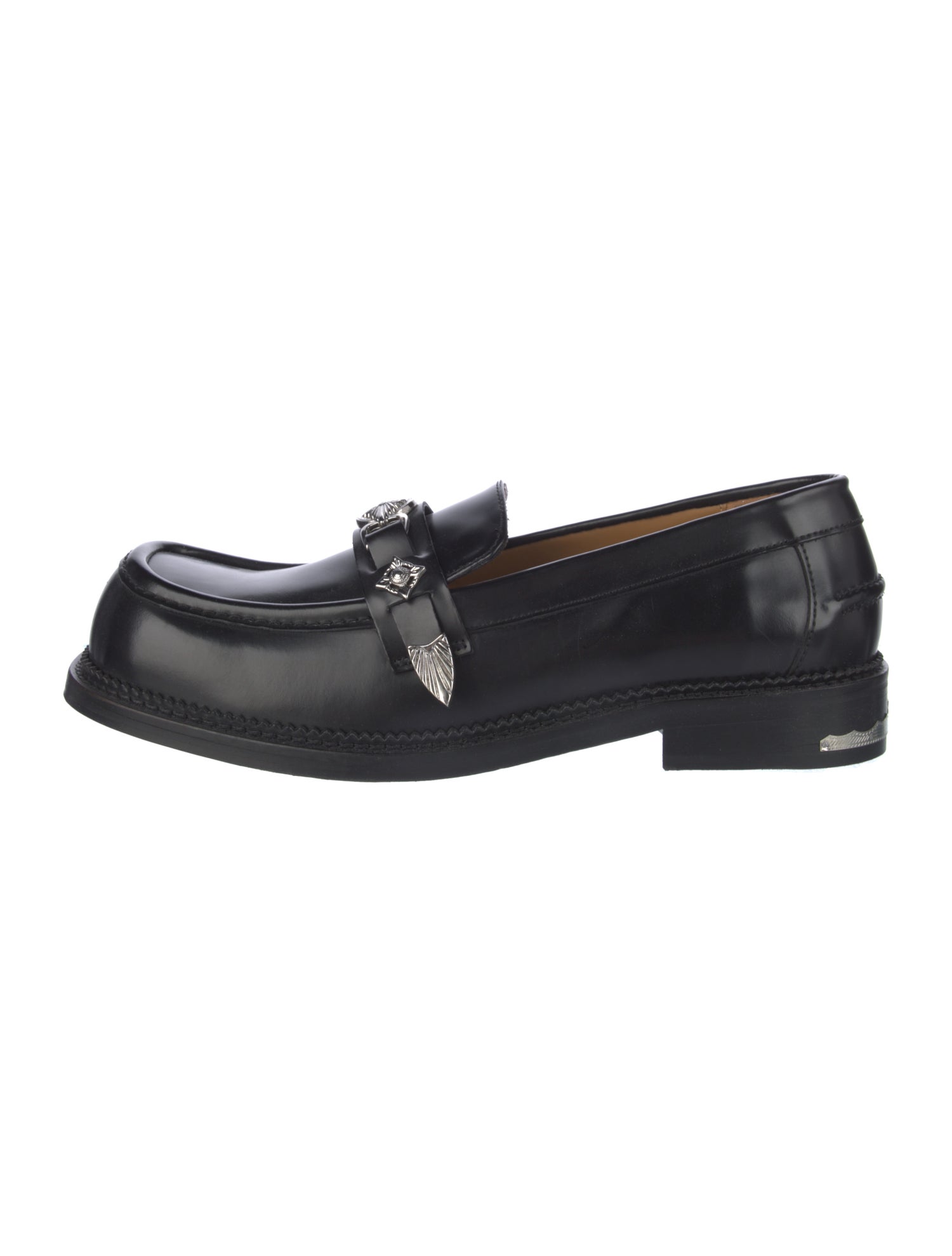 Toga Virilis Leather Studded Accents Dress Loafers