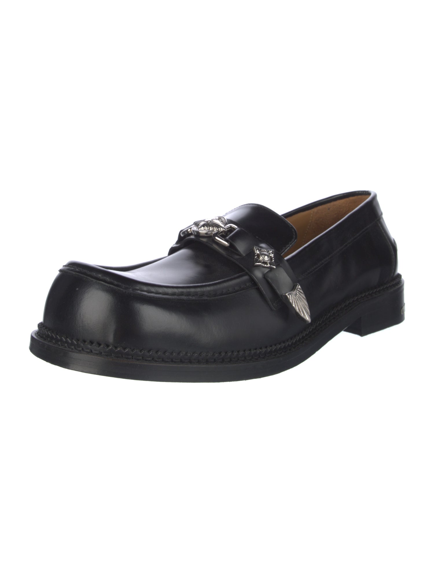 Toga Virilis Leather Studded Accents Dress Loafers