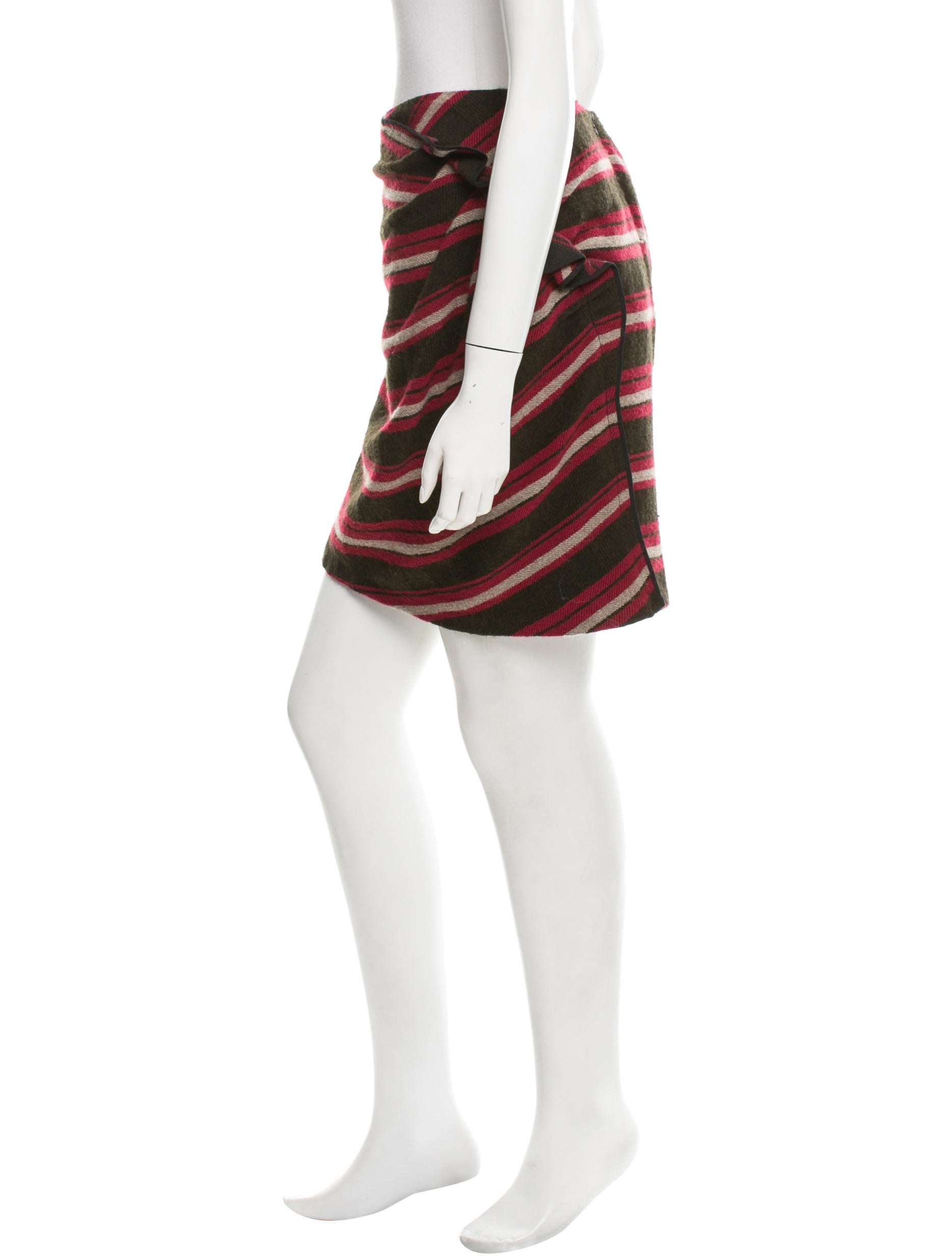 Thakoon Ruffle-Paneled Striped Skirt