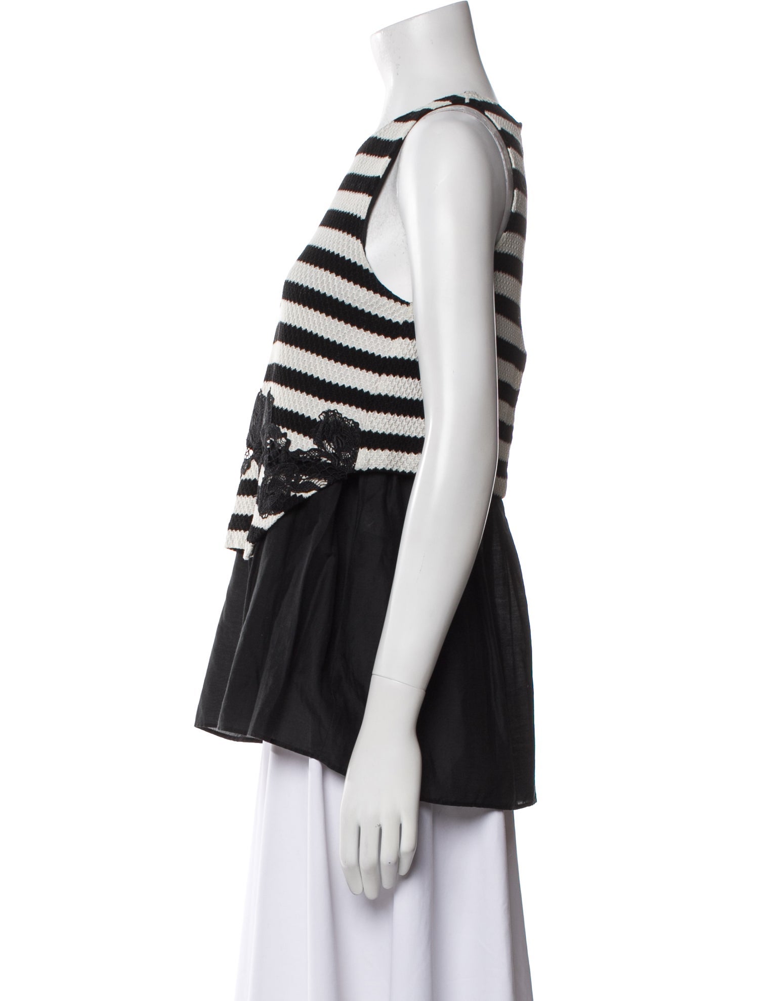 Thakoon Striped Crew Neck Top