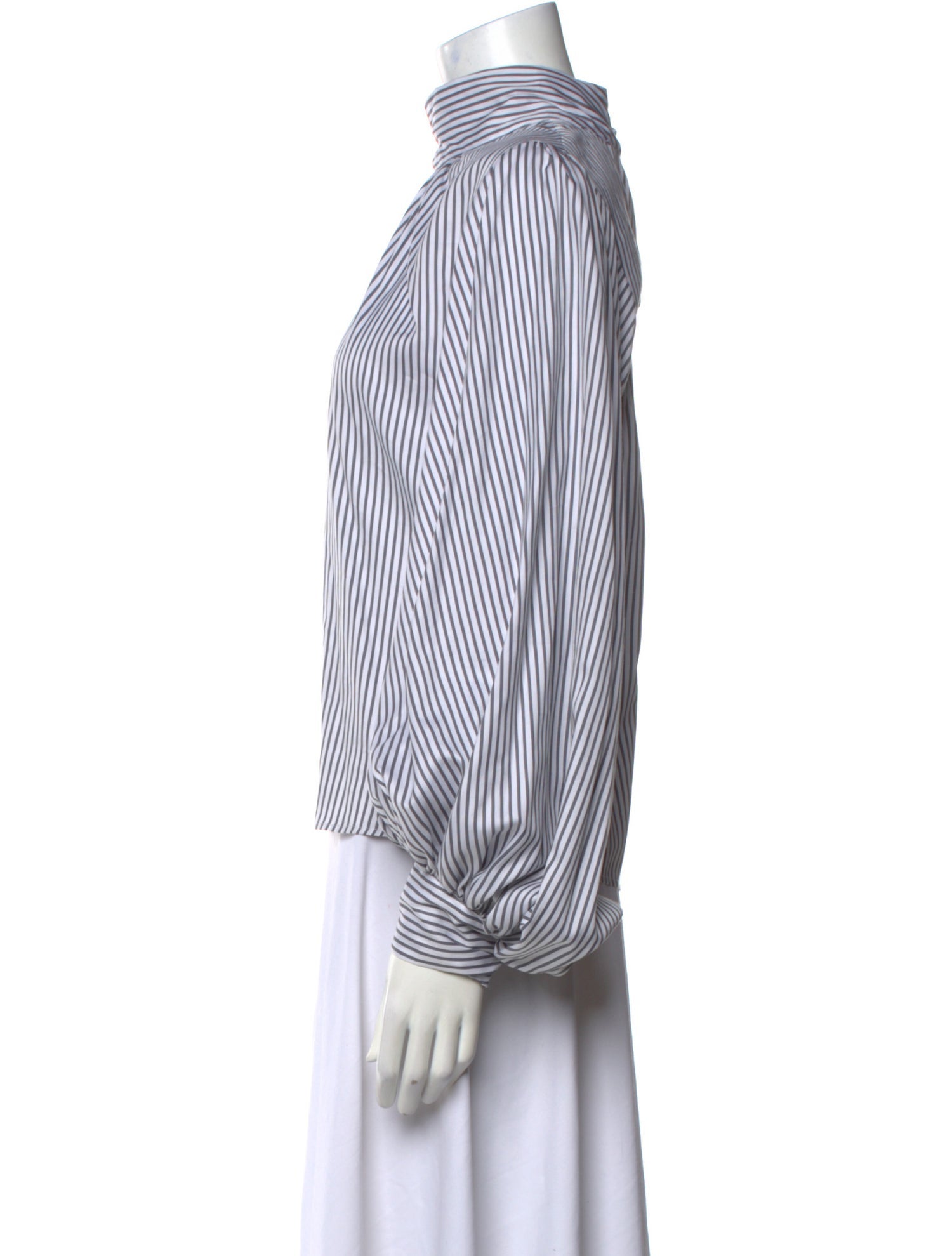 Thierry Colson Striped Mock Neck Blouse
