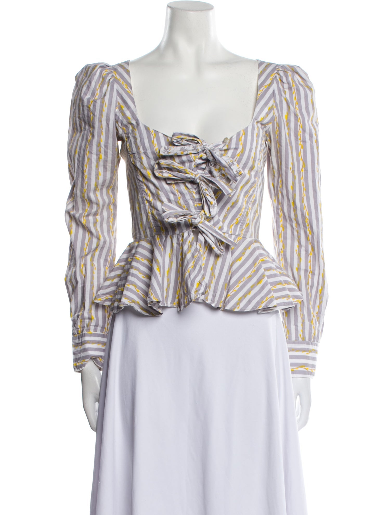 Thierry Colson Striped Square Neckline Blouse