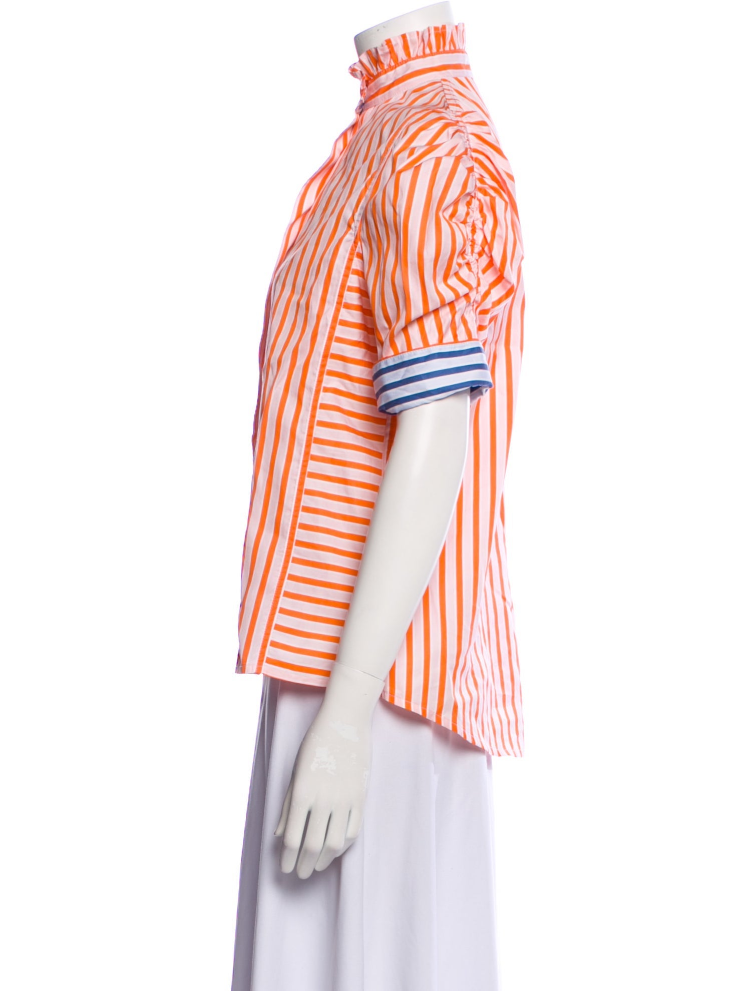 Thierry Colson Striped Mock Neck Blouse