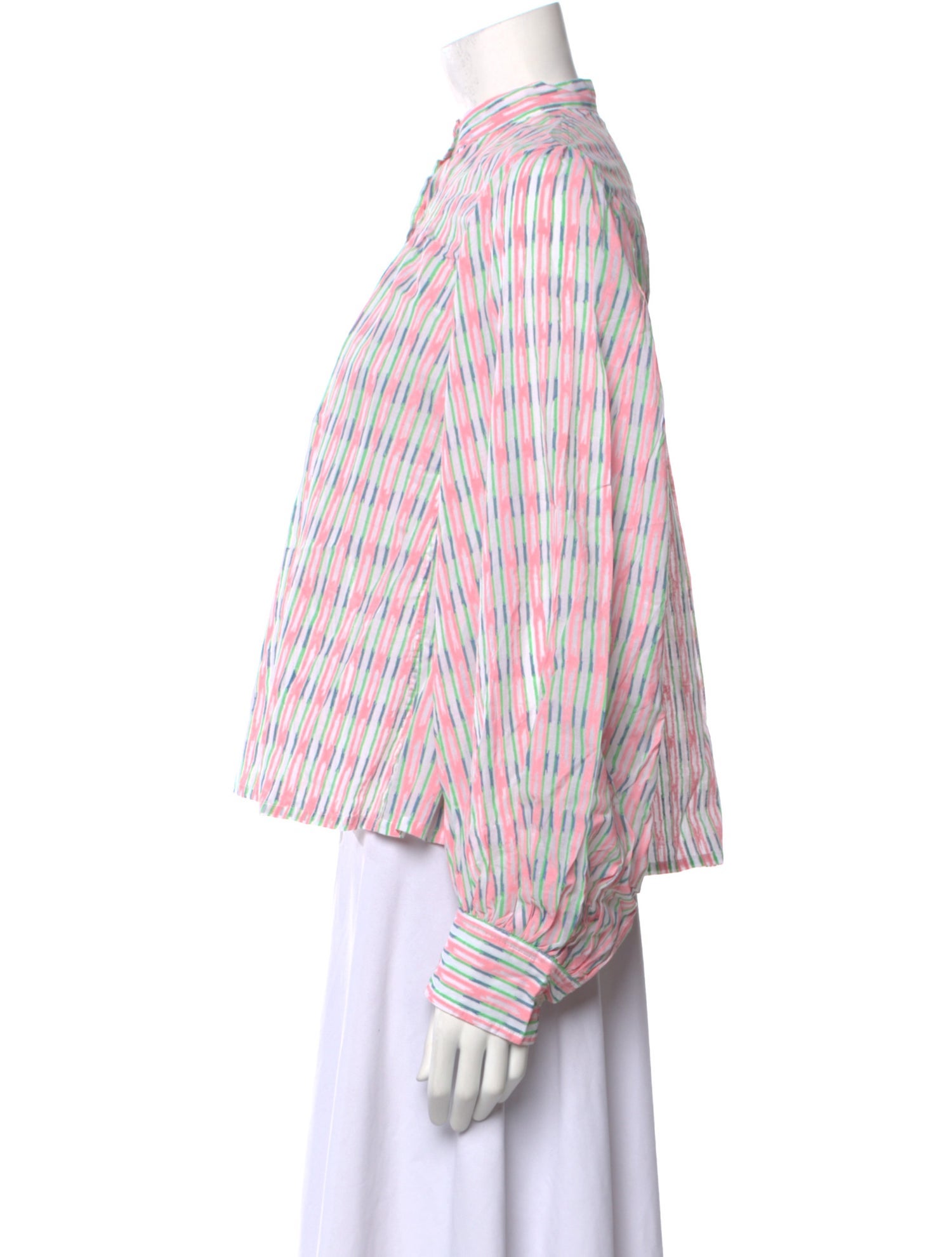 Thierry Colson Striped Mock Neck Blouse
