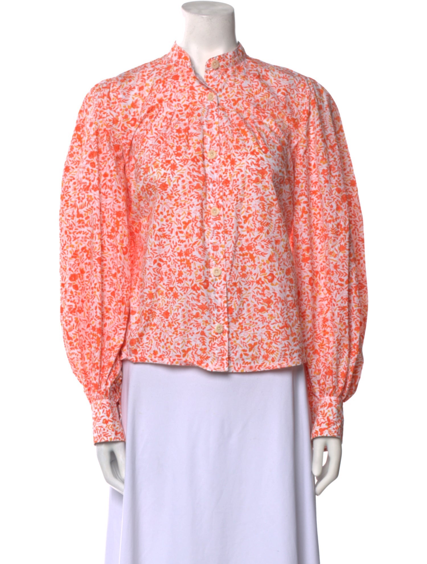 Thierry Colson Floral Print Mock Neck Blouse