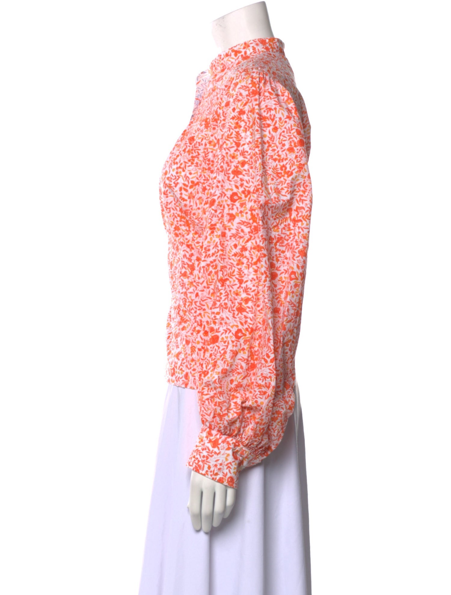 Thierry Colson Floral Print Mock Neck Blouse