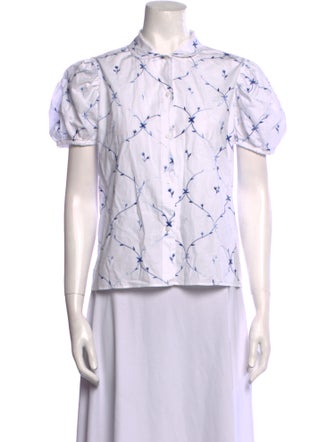 Thierry Colson Printed Short Sleeve Button-Up Top