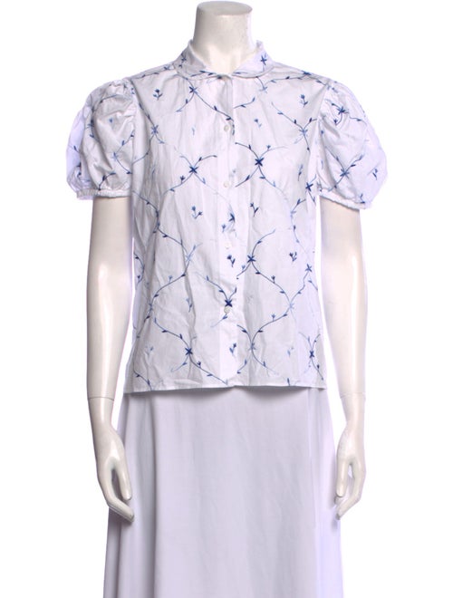 Thierry Colson Printed Short Sleeve Button-Up Top