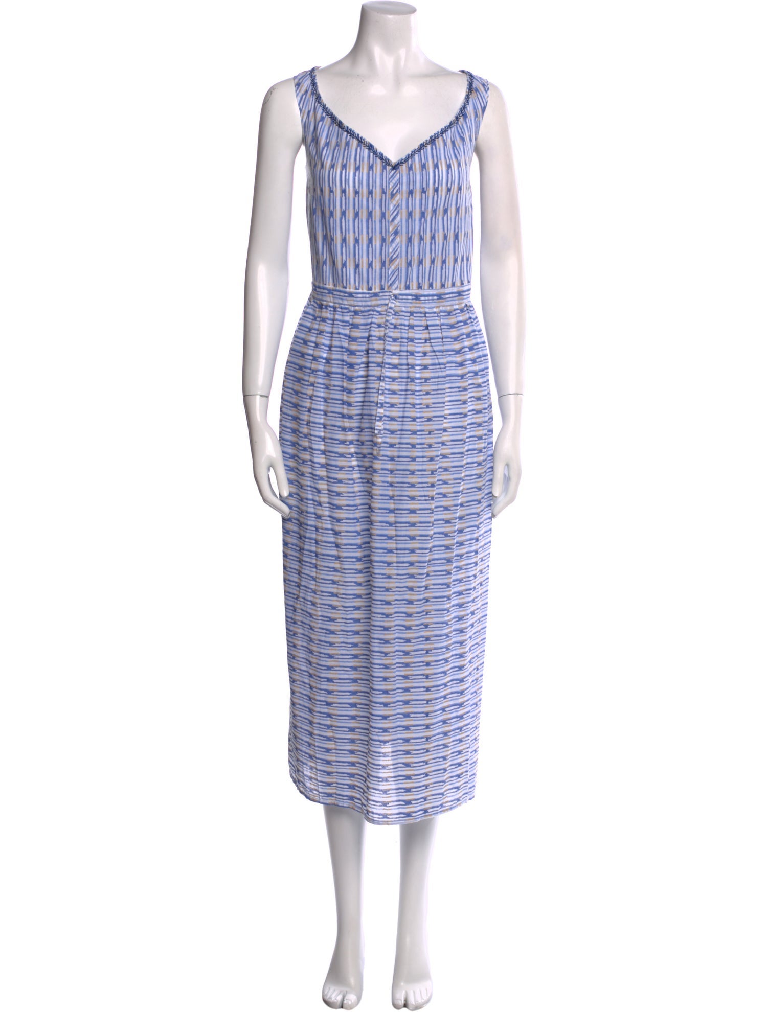 Thierry Colson Striped Midi Length Dress