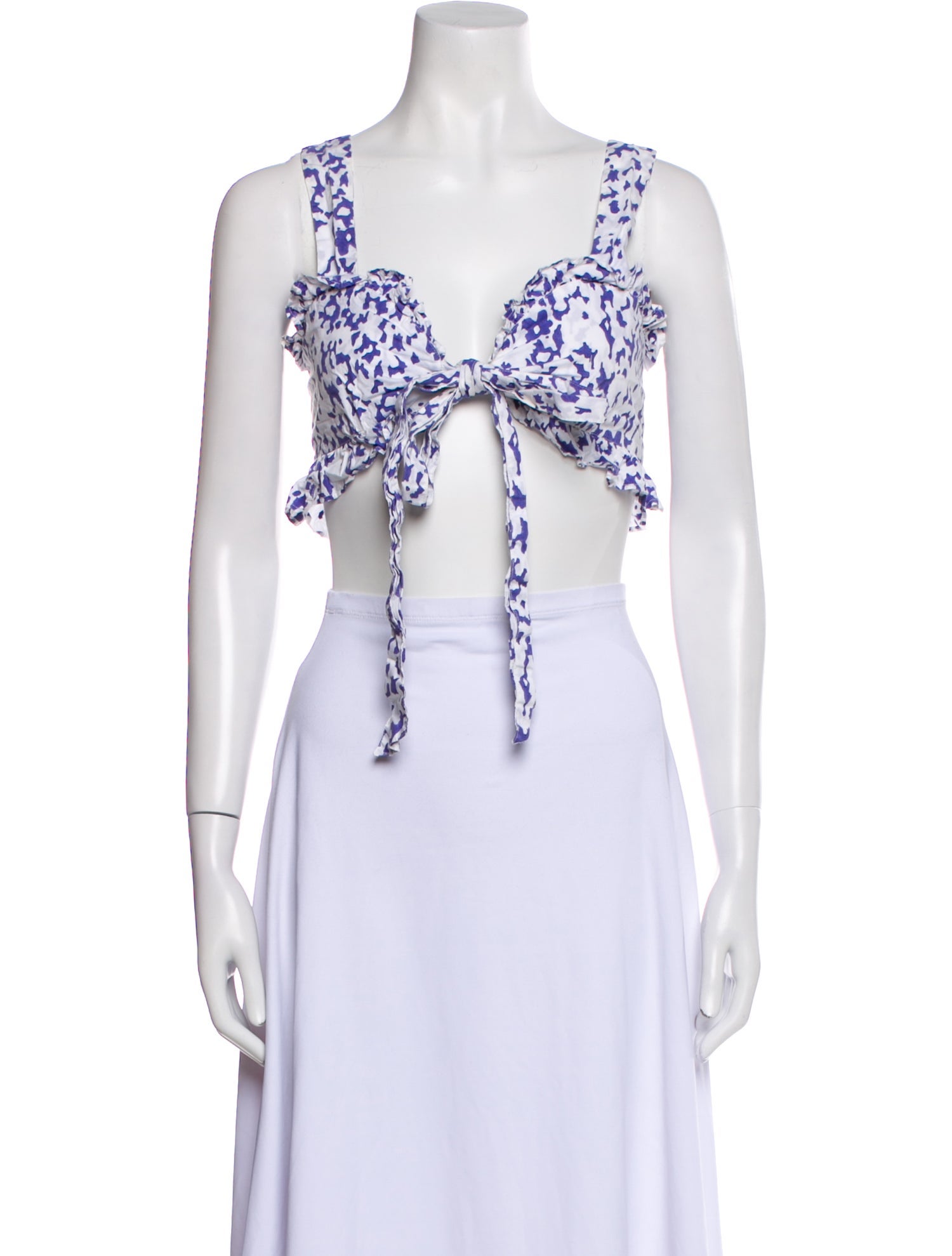 Thierry Colson Printed V-Neck Crop Top