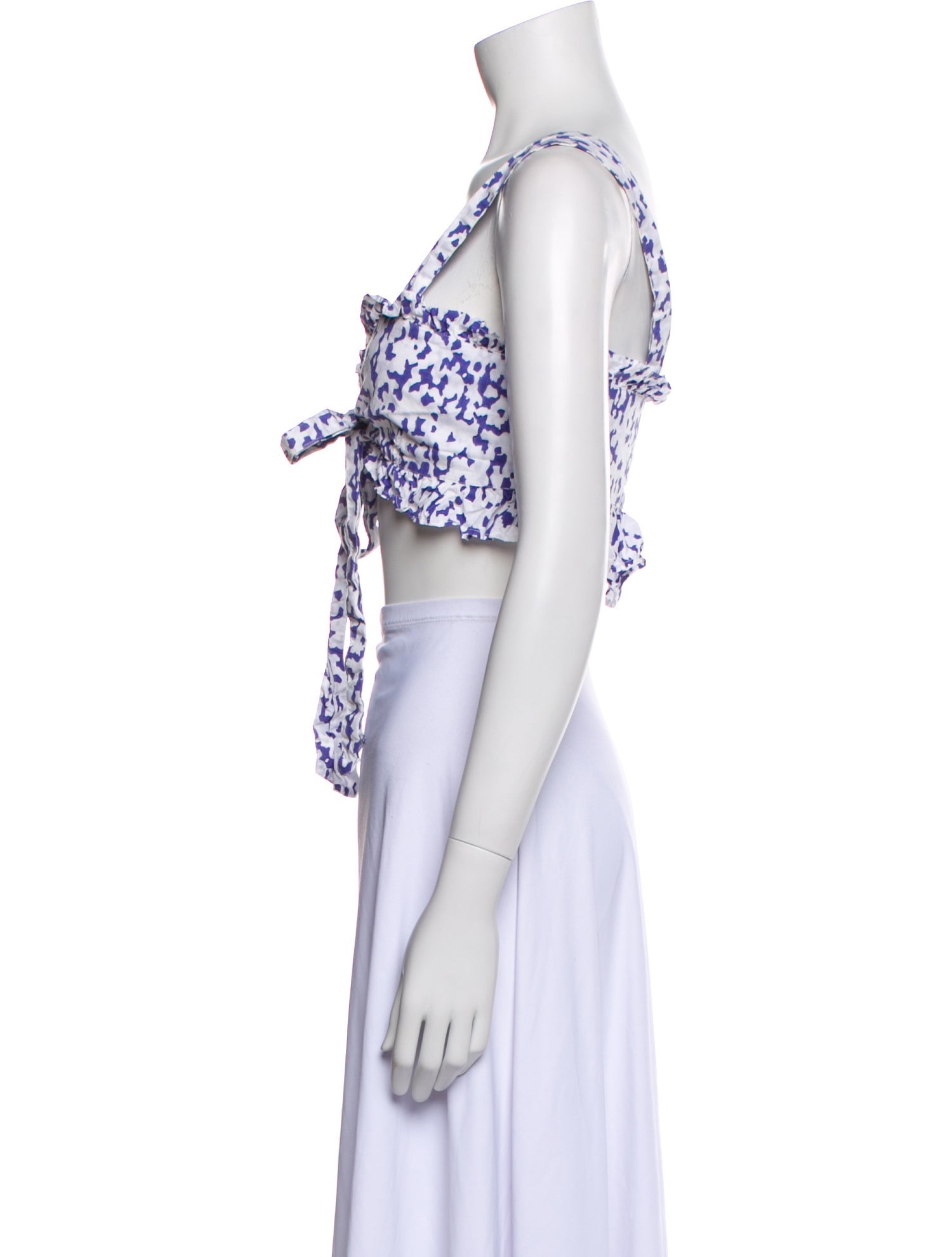 Thierry Colson Printed V-Neck Crop Top