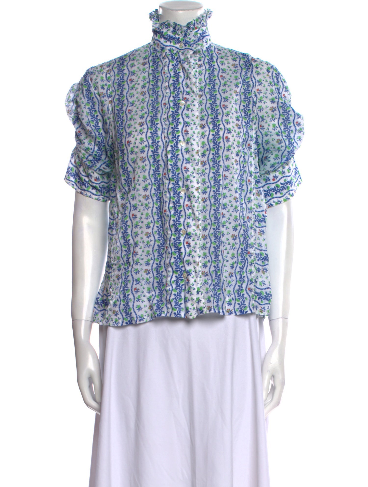 Thierry Colson Printed Mock Neck Blouse