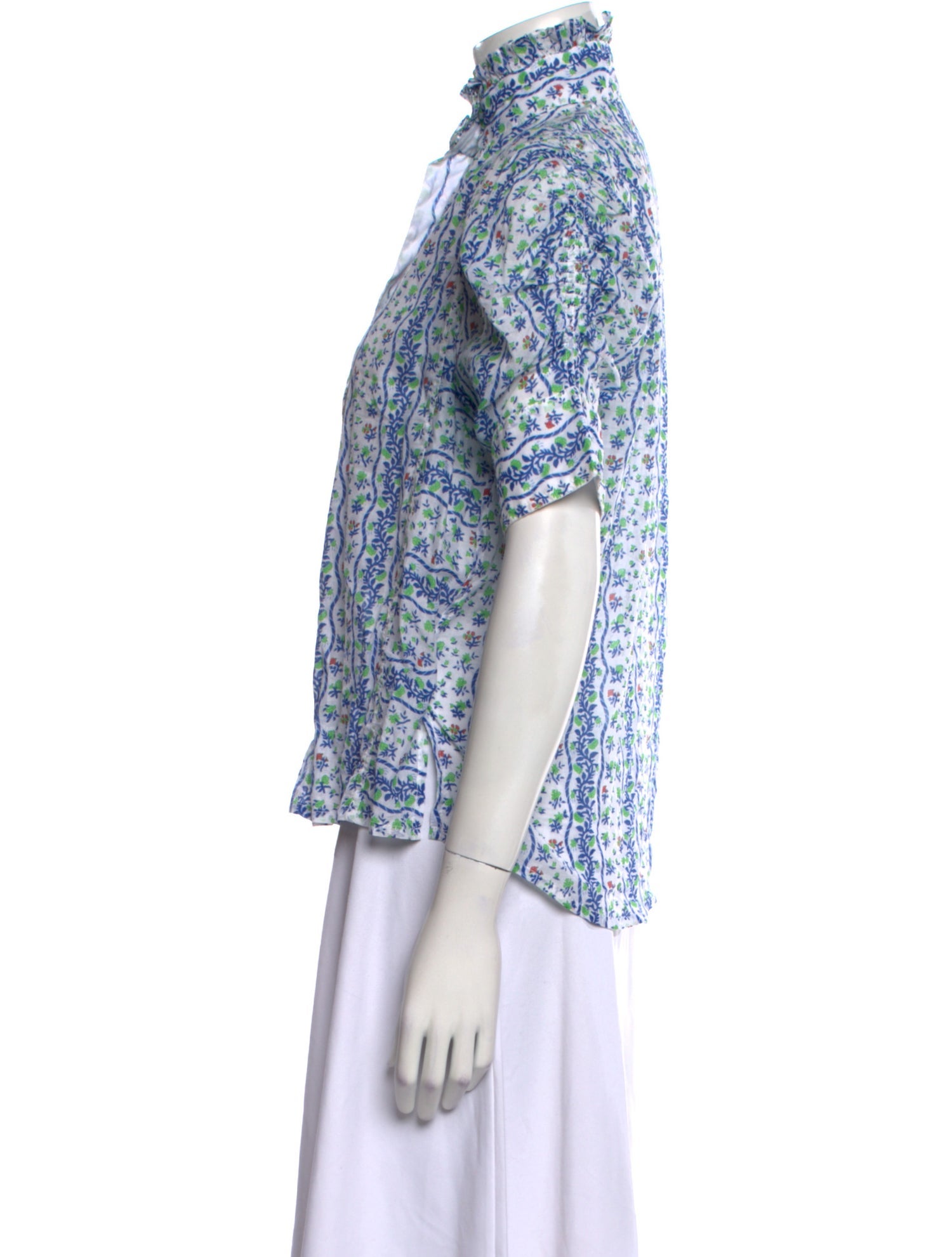 Thierry Colson Printed Mock Neck Blouse