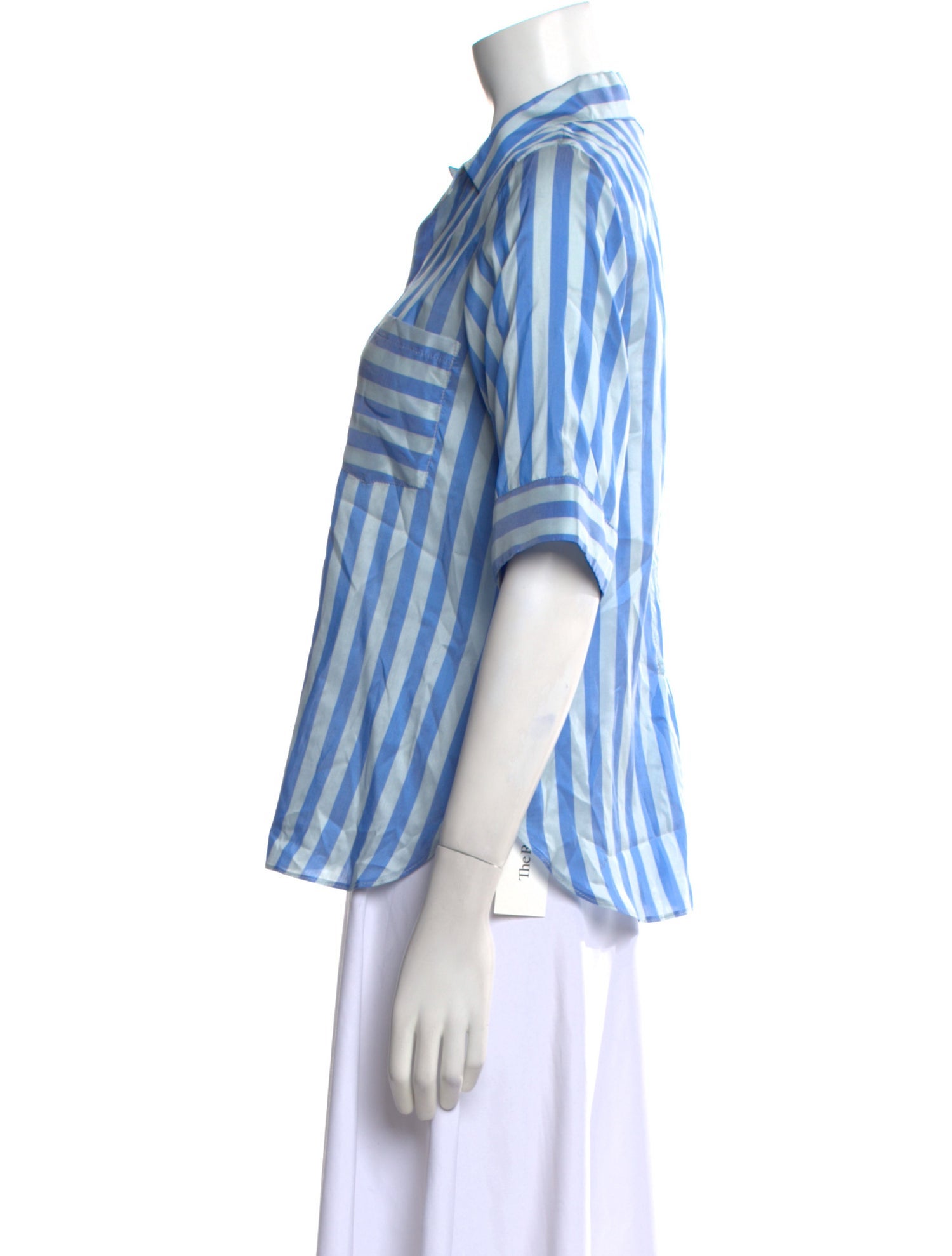 Thierry Colson Silk Striped Button-Up Top