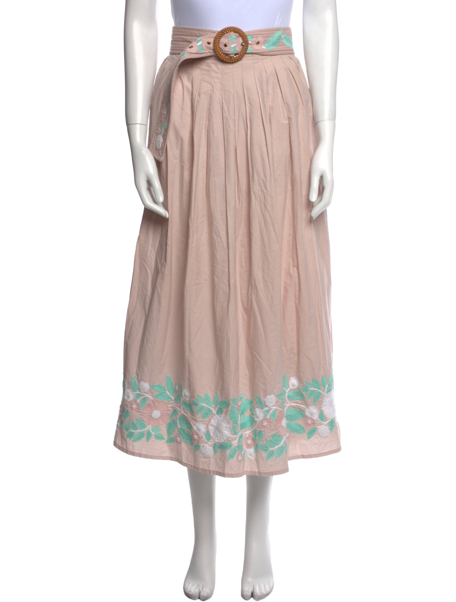 Thierry Colson Embroidered Accent Midi Length Skirt