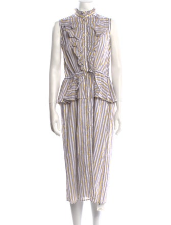 Thierry Colson Striped Midi Length Dress