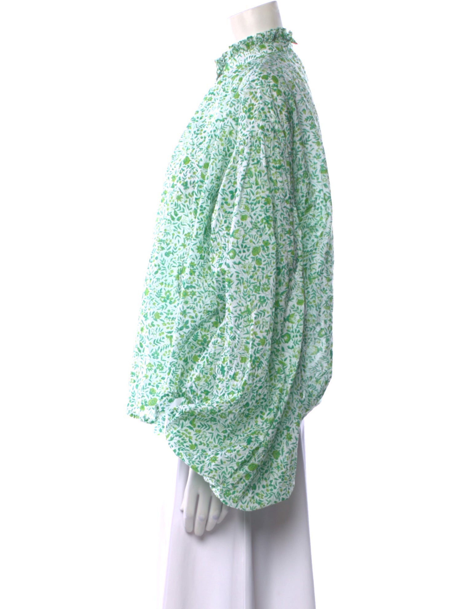 Thierry Colson Floral Print Mock Neck Blouse