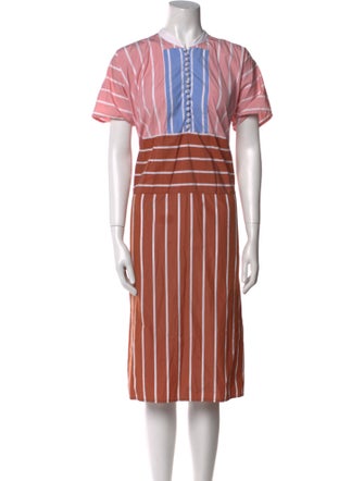 Thierry Colson Striped Midi Length Dress