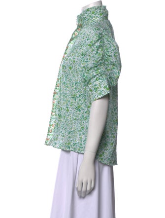 Thierry Colson Floral Print Mock Neck Blouse