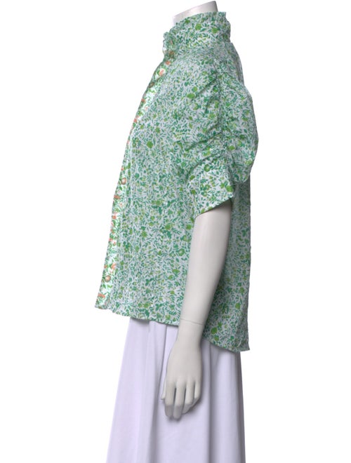 Thierry Colson Floral Print Mock Neck Blouse