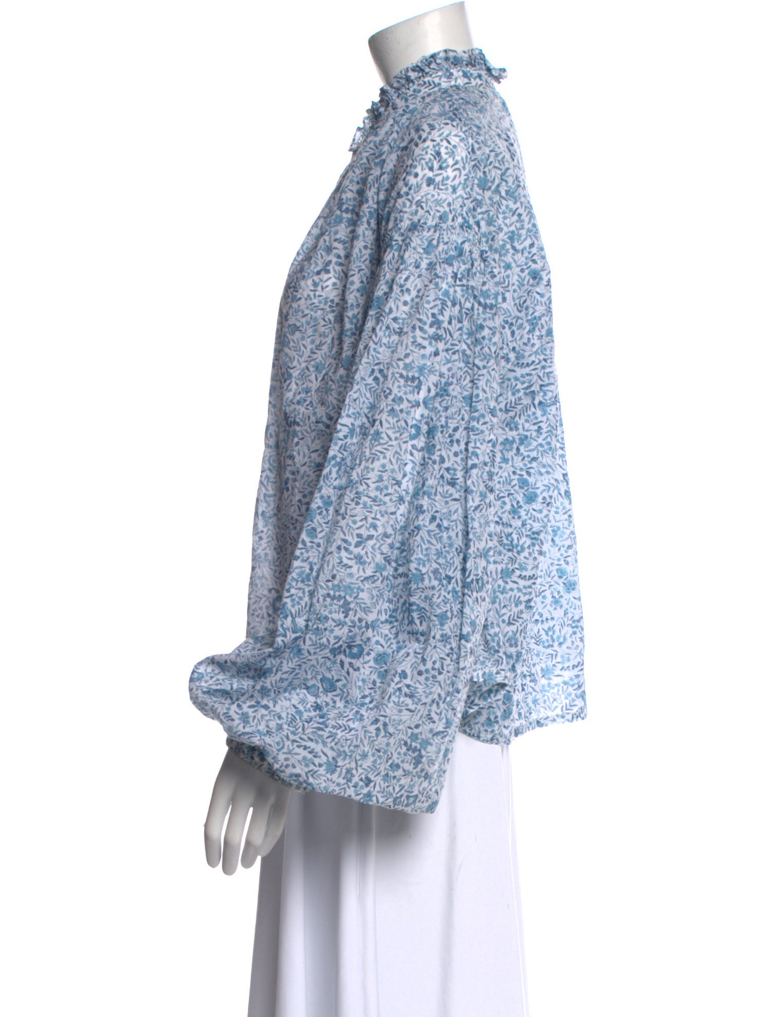 Thierry Colson Floral Print Mock Neck Blouse