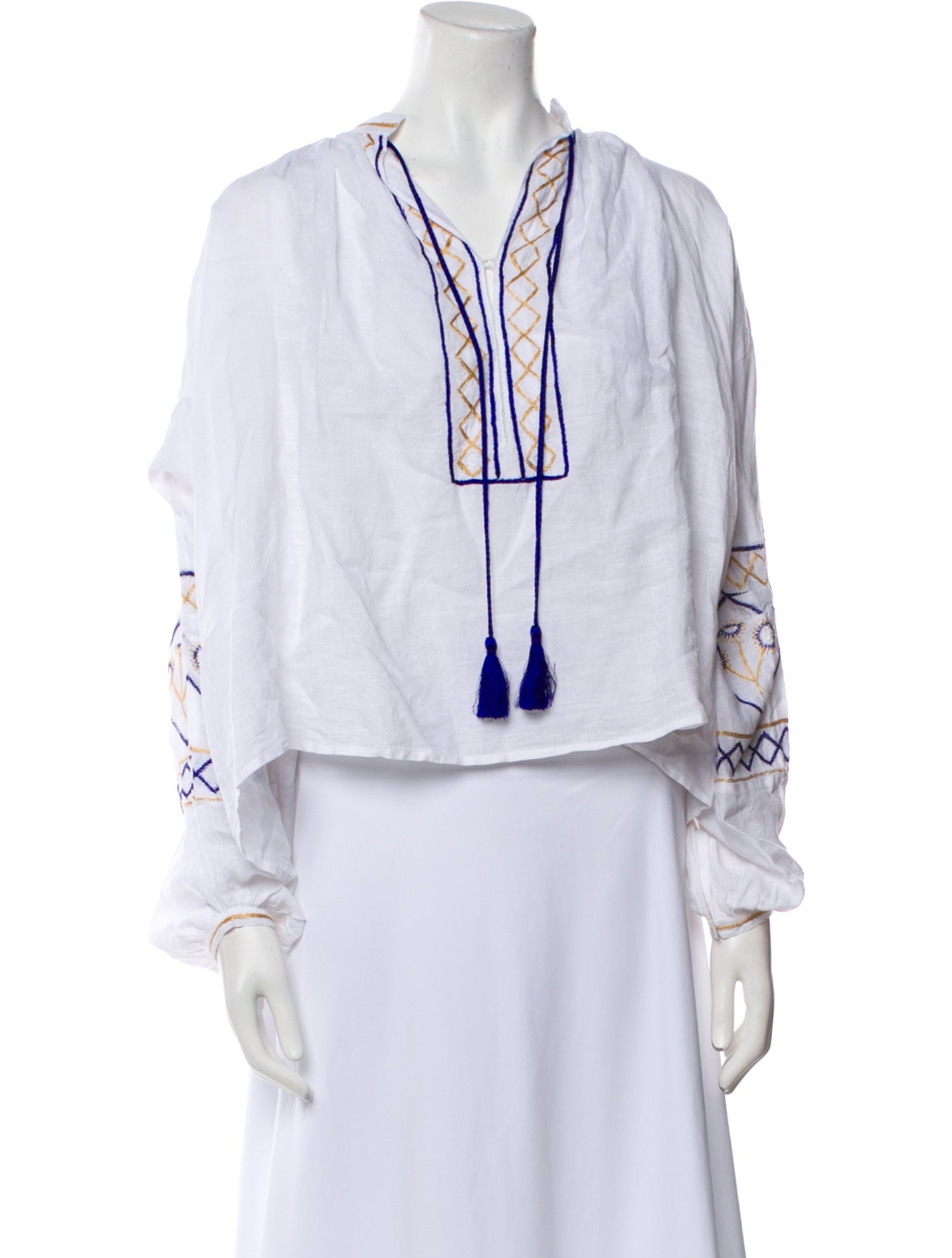 Thierry Colson Linen V-Neck Blouse