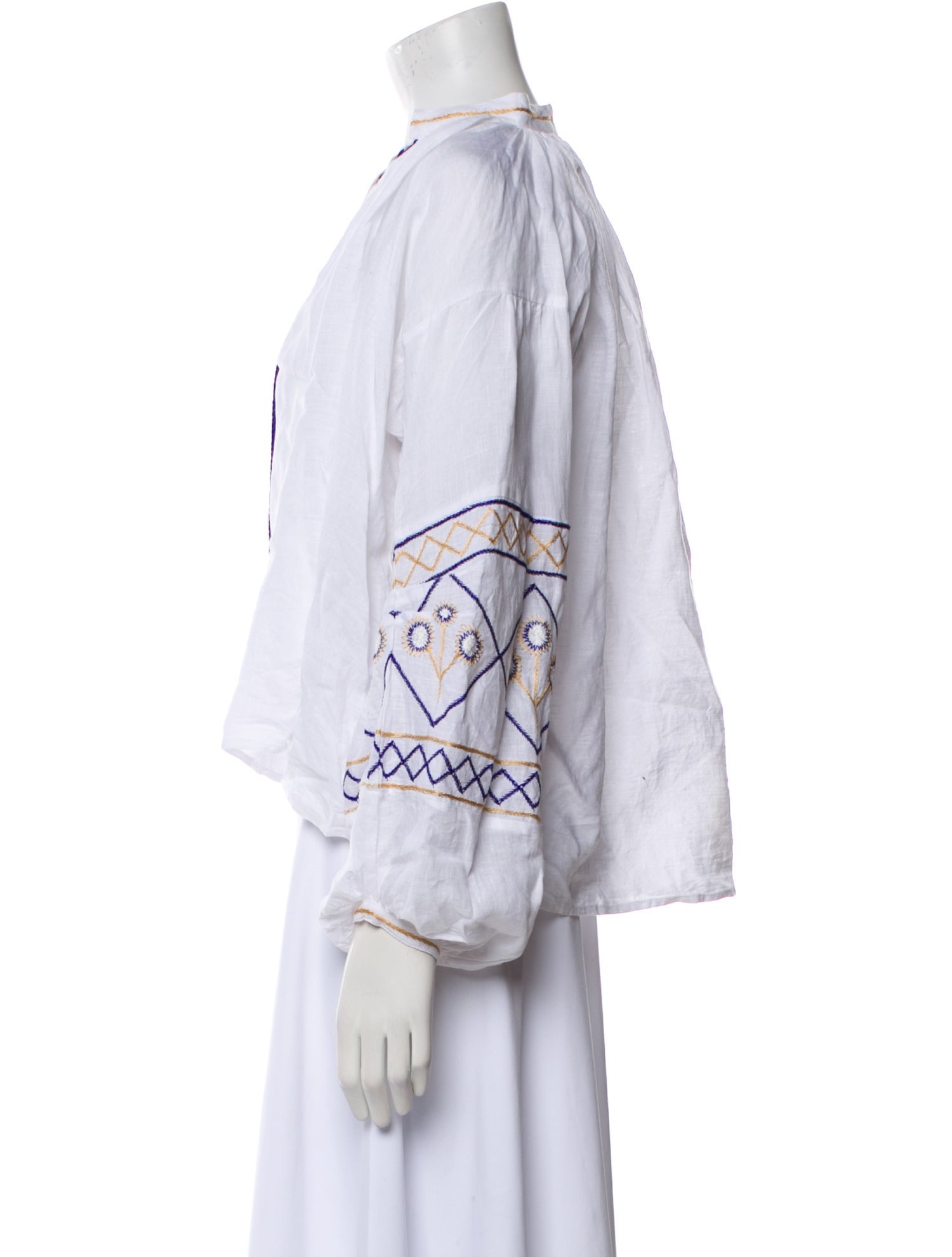 Thierry Colson Linen V-Neck Blouse