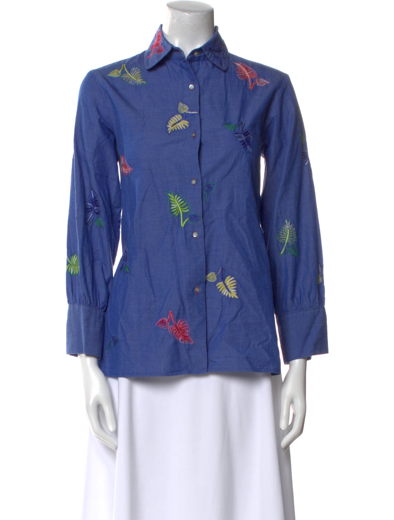 Thierry Colson Floral Print Three-Quarter Sleeve Button-Up Top