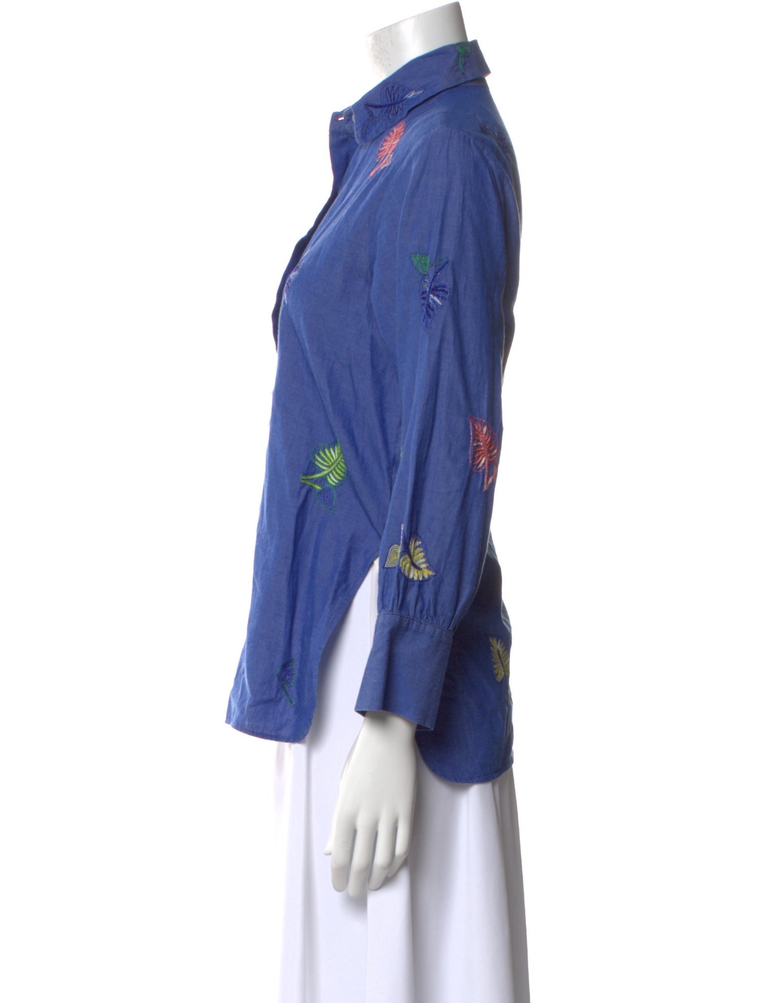 Thierry Colson Floral Print Three-Quarter Sleeve Button-Up Top