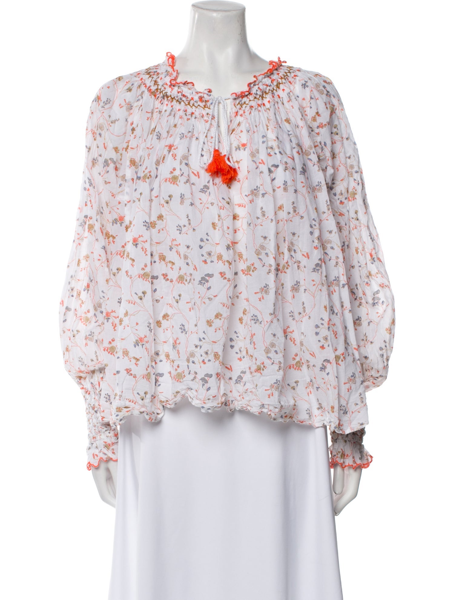Thierry Colson Floral Print Mock Neck Blouse