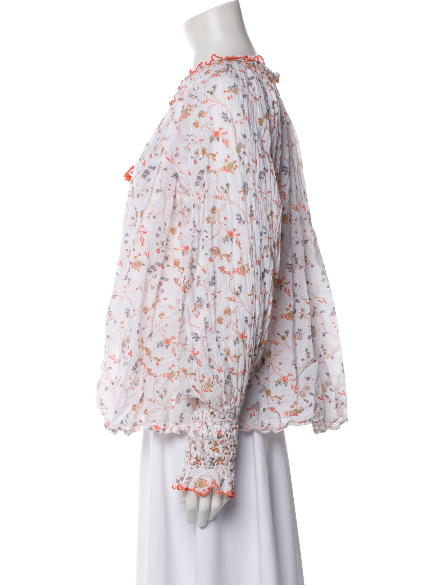 Thierry Colson Floral Print Mock Neck Blouse