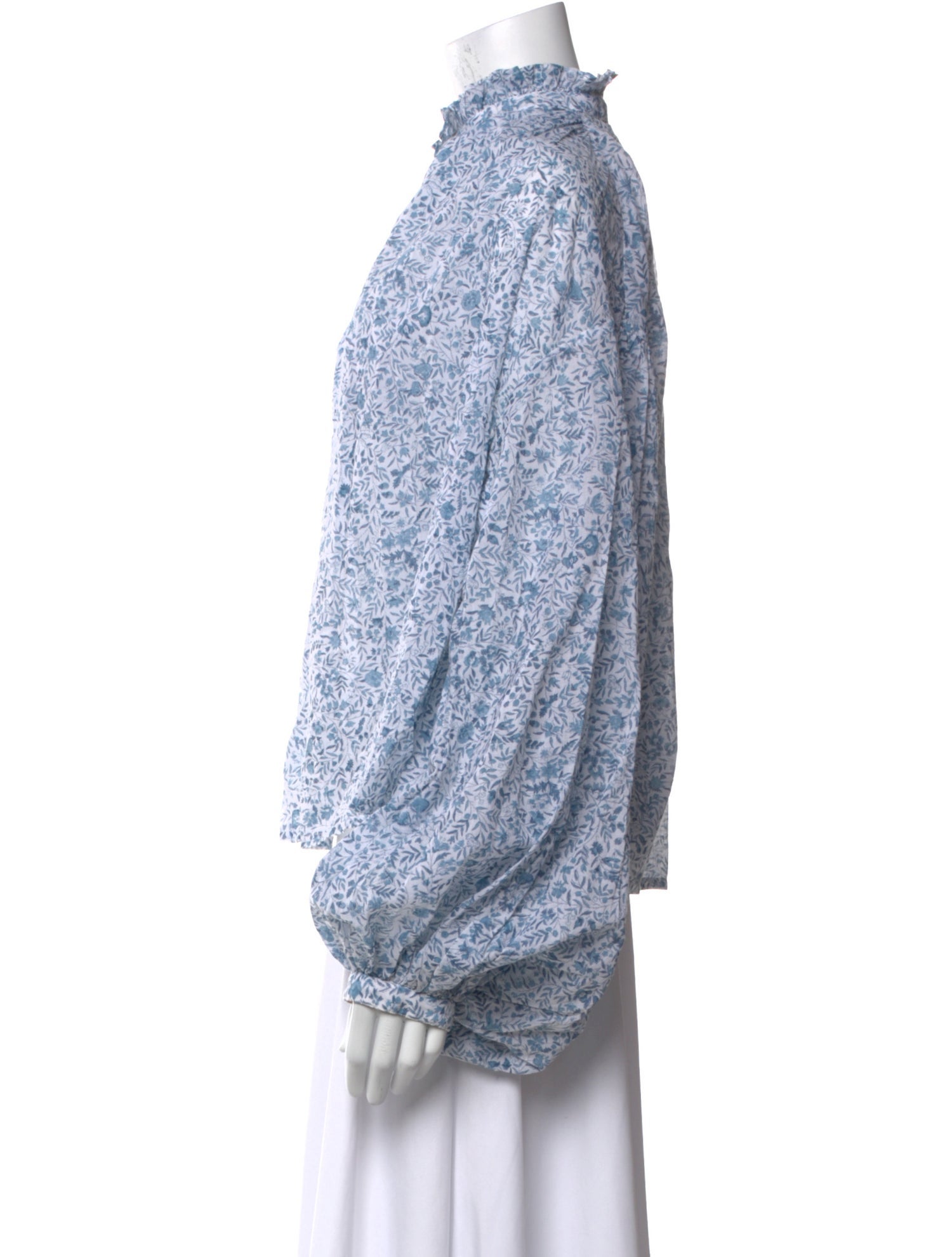 Thierry Colson Floral Print Mock Neck Blouse