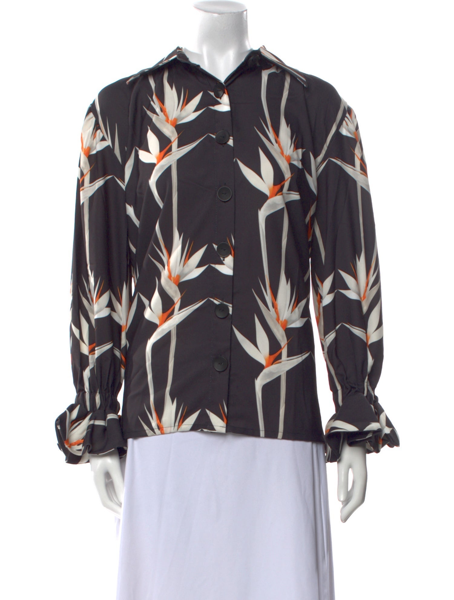 THE LULO PROJECT Printed Long Sleeve Button-Up Top w/ Tags