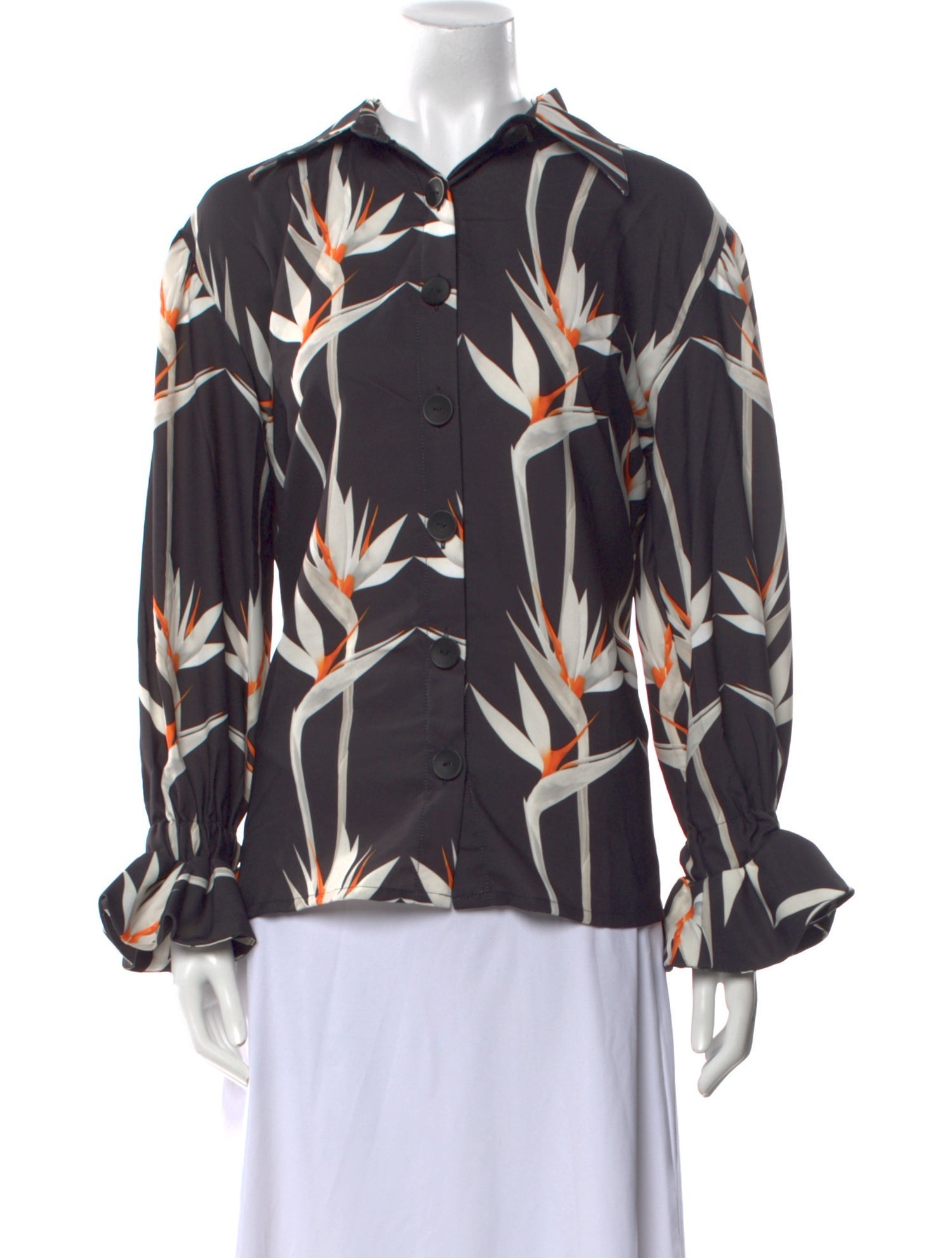 THE LULO PROJECT Printed Long Sleeve Button-Up Top w/ Tags