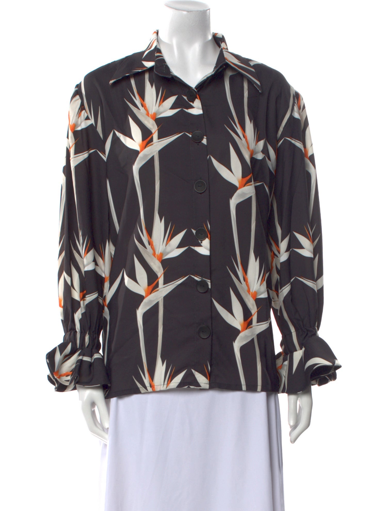 THE LULO PROJECT Printed Long Sleeve Button-Up Top w/ Tags