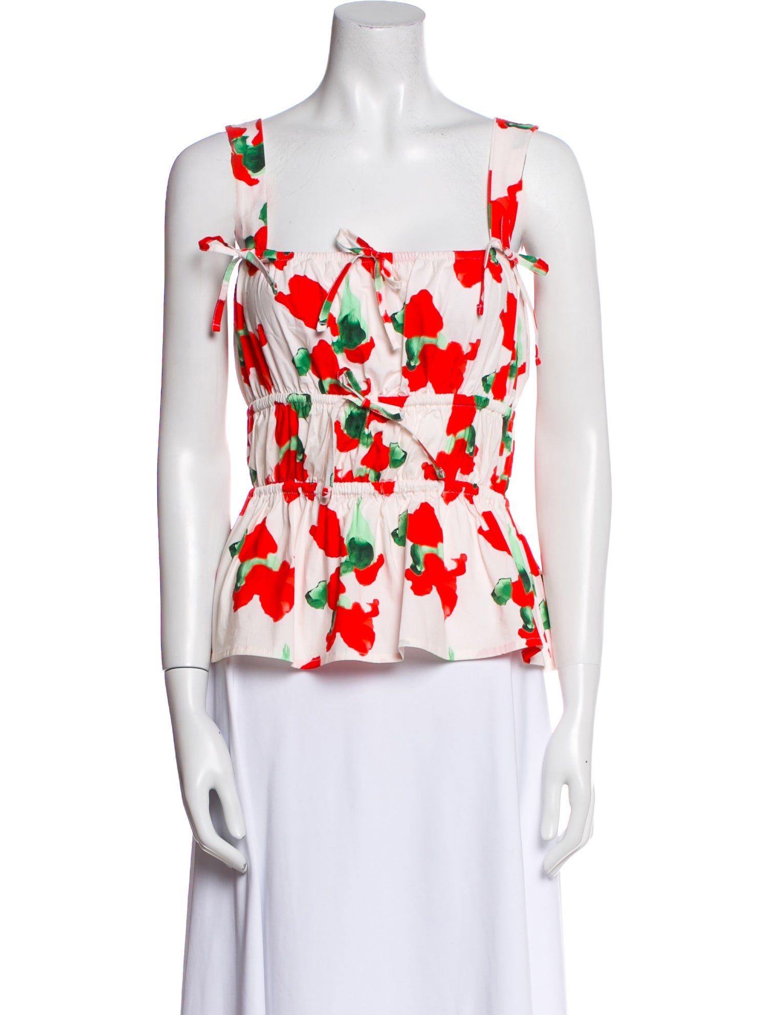 THE LULO PROJECT Floral Print Square Neckline Top