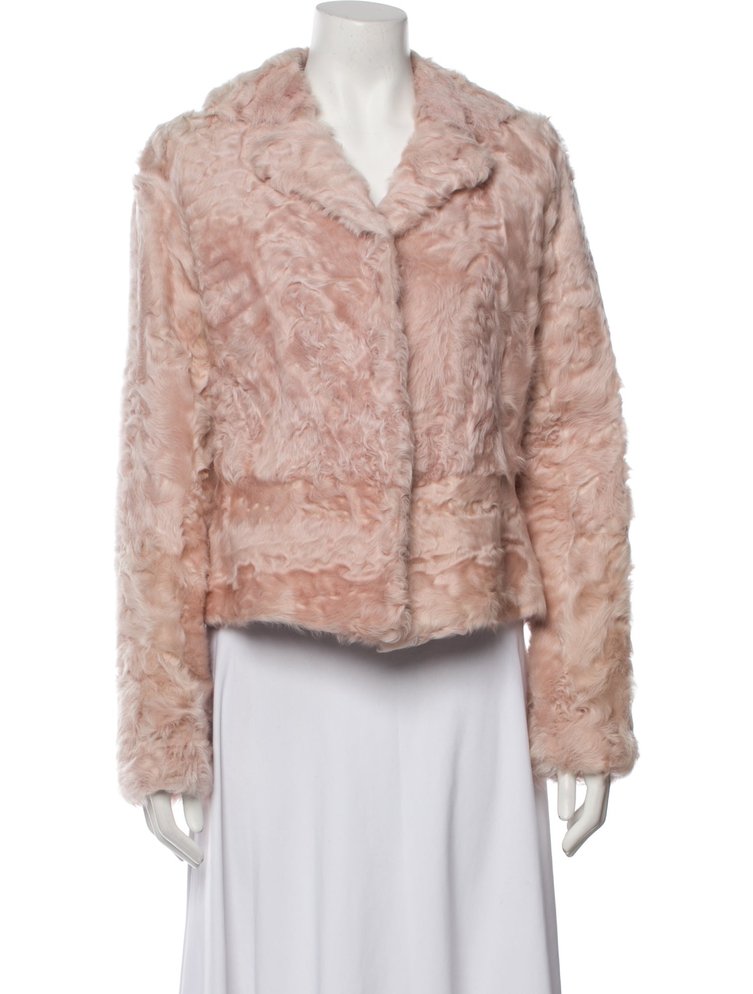 Thes & Thes Shearling Tweed Pattern Fur Jacket