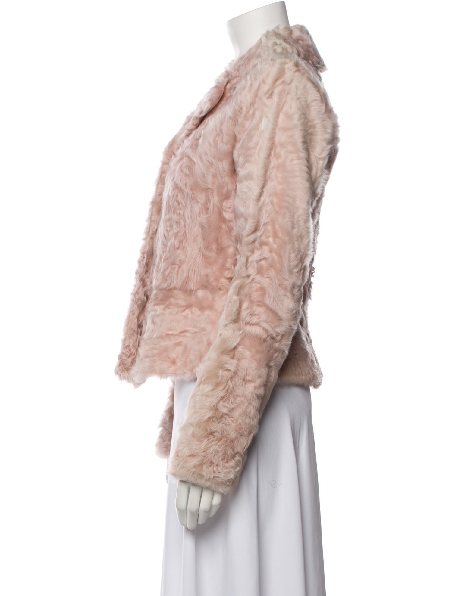 Thes & Thes Shearling Tweed Pattern Fur Jacket