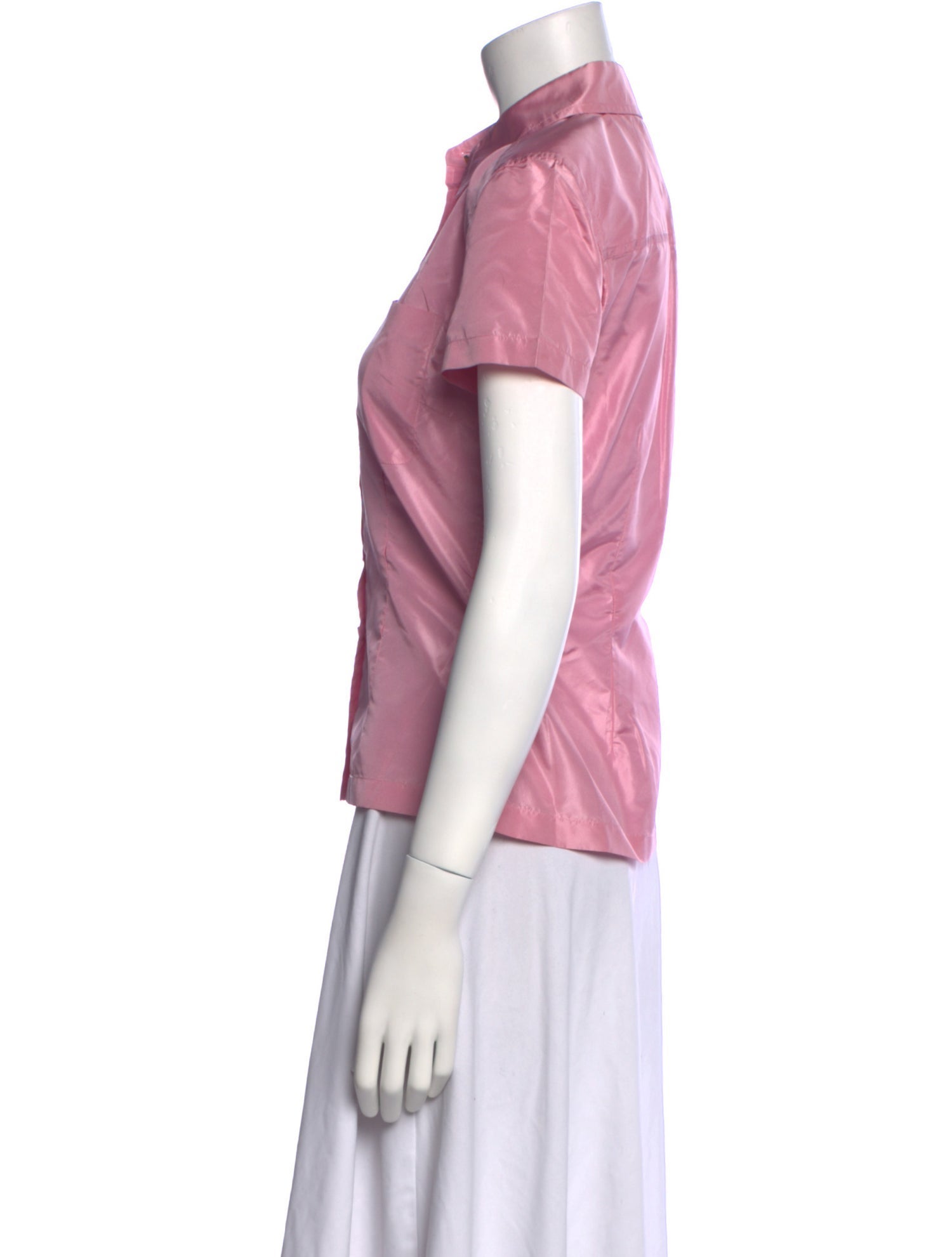 Wathne Silk Short Sleeve Button-Up Top