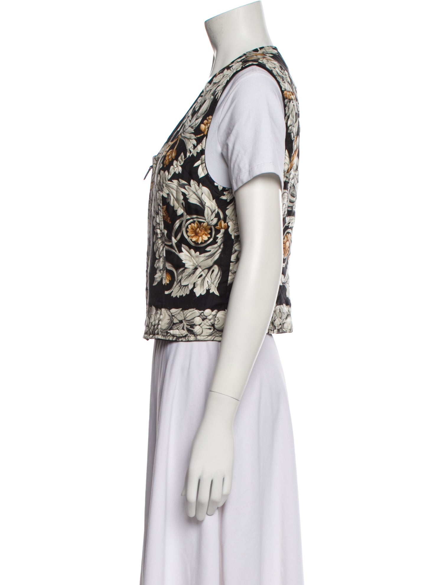 Wathne Wool Floral Print Vest